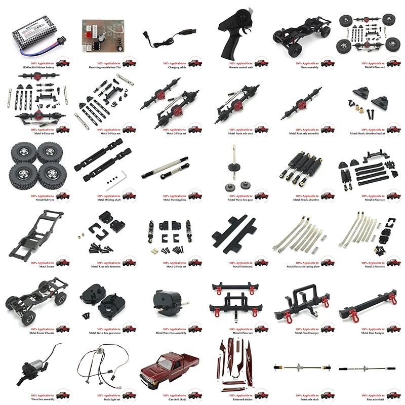 Piezas de coche con Control remoto, Kit de montaje delantero y trasero, actualización de Metal, MN82, LC79, 1/12