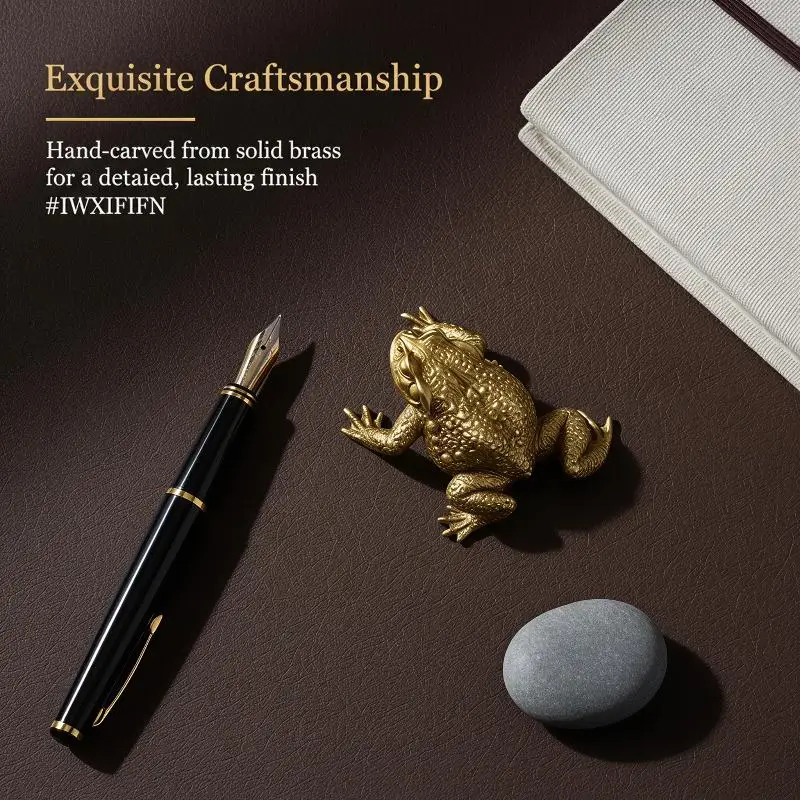 Feng Shui Glücklicher Geldfrosch aus Messing und Kupfer mit chinesischer Münze, Miniatur-Taschenformat für Schreibtischdekoration, Geschäftsgeschenk – Detail 8