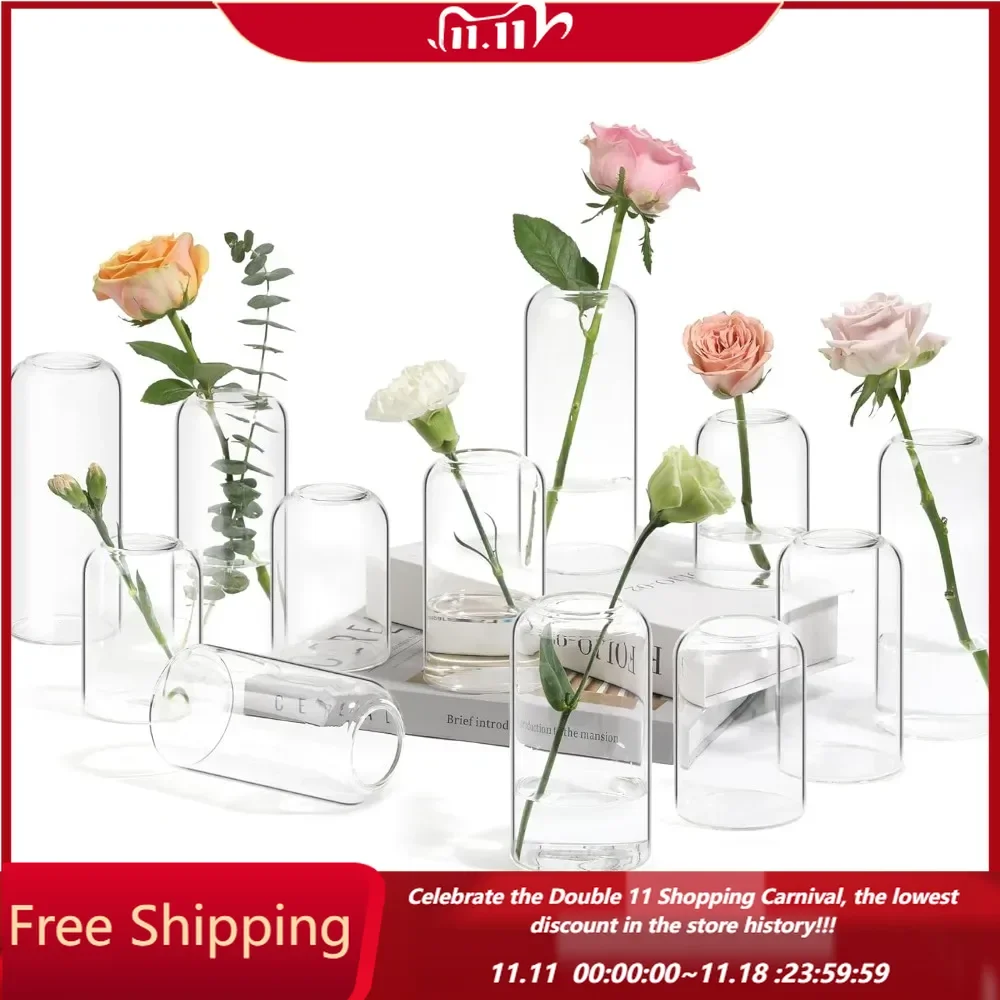 

Small Flower Vase Set of 12, Glass Bud Vases in Bulk, nordic decoration home objetos