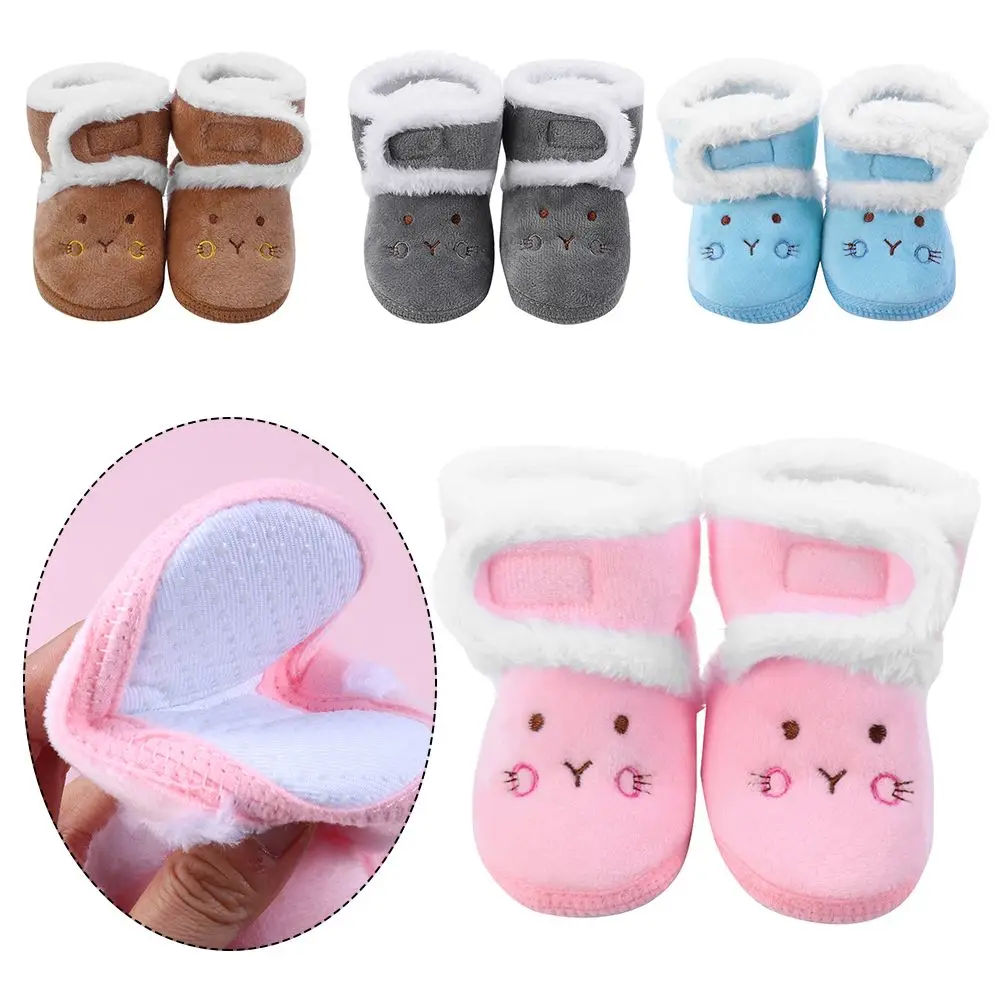 Newborn Anti-slip Soft Toddler First Walkers Infant Print Shoes Baby Snow Boots Warm Velvet