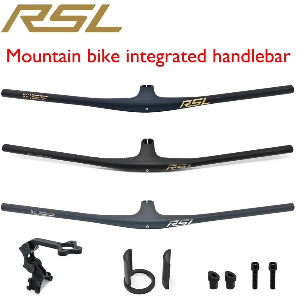 RSL Integrated Full Carbon Handlebar,sem logotipo,  MTB, Cockpit, 13 ° Stem, Mountain Handlebar,  70mm, 80mm, 90mm x 750mm