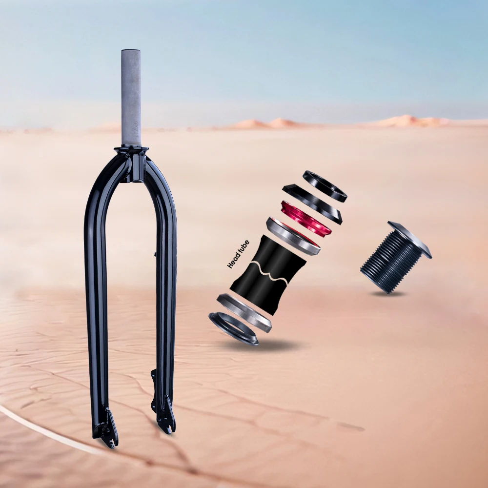 Funsea Bike Fork Chromoly 27.5 Inch Bicycle Forks Rigid for Disc Brake Warranty Spare Part of Chonky with Headset Cap Lock