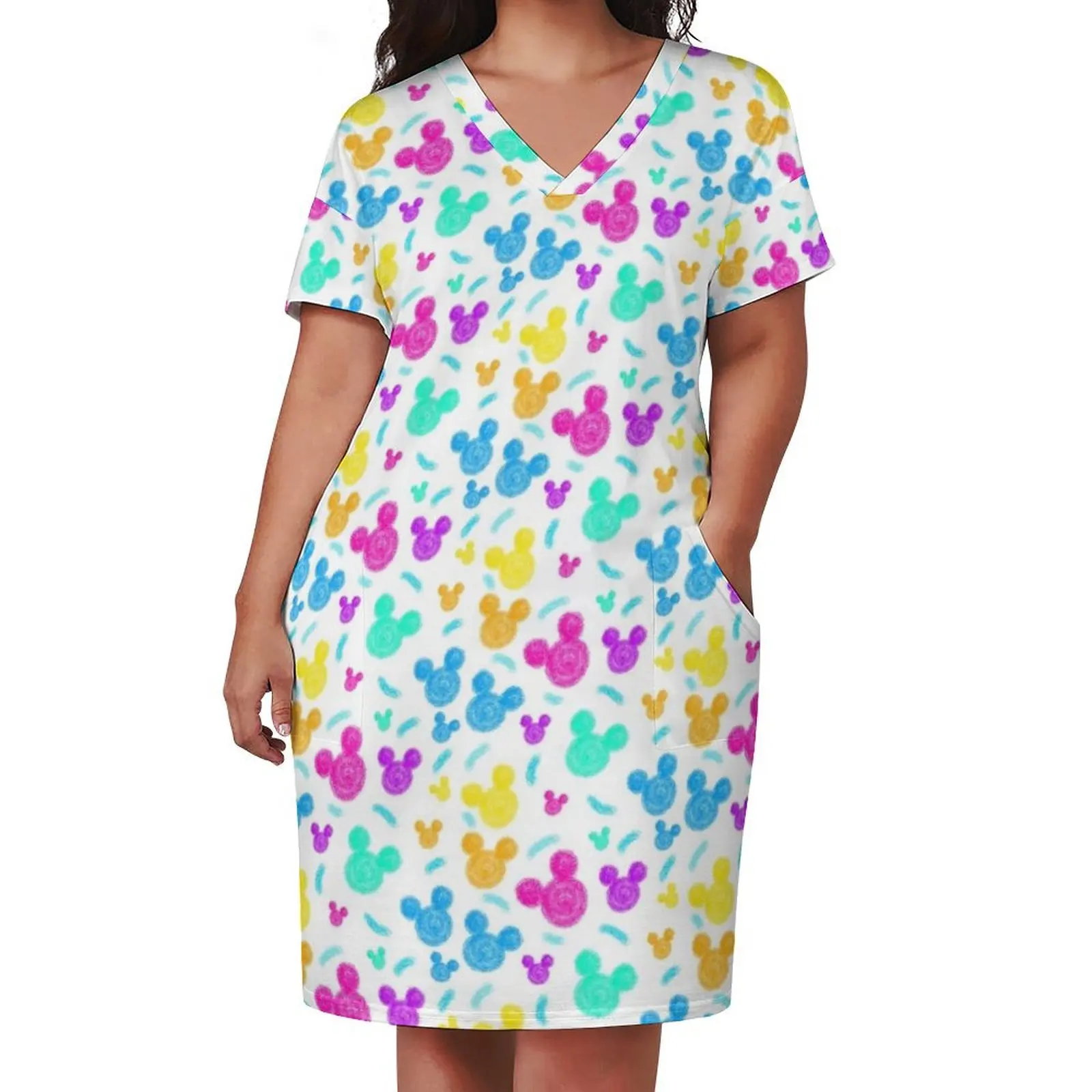 Colorful confetti dots Loose Pocket Dress long sleeve dresses dress