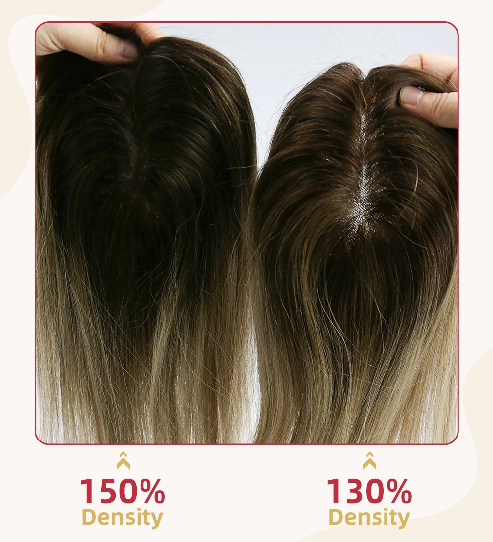 Moresoo Hair Toppers 100% máquina de cabello humano Real cabello Remy brasileño Clip en pieza de cabello para mujeres Mono y PU Top recto