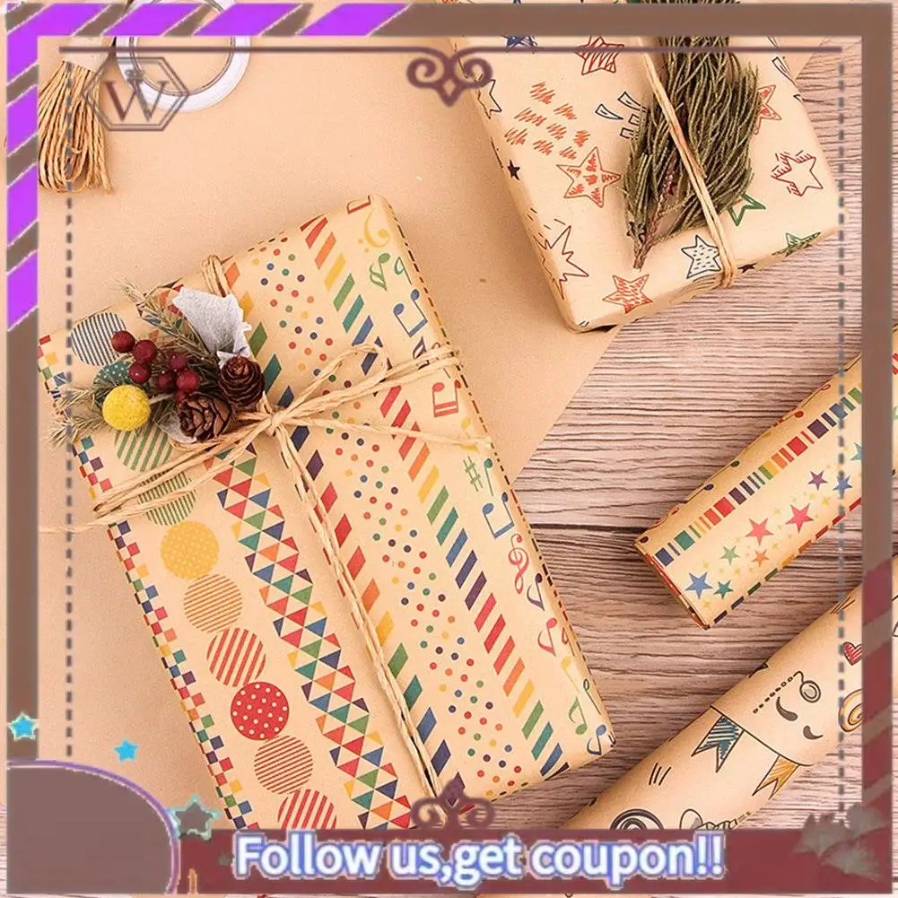 ABBG-6 шт. листы оберточной бумаги, набор оберточной бумаги на день рождения, праздничная подарочная упаковка, лента, подарочная упаковочная бумага