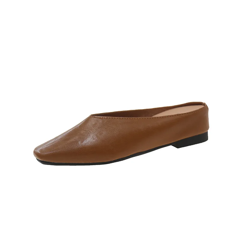 2025 جديد بولي Material المواد مربع رئيس كروكس البغال النعال أحذية امرأة الحمام المرأة الصنادل الفرنسية ماري جين النعال الفاصوليا الكبيرة