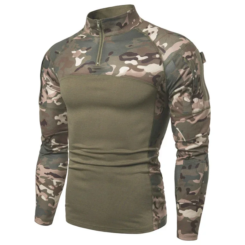 Camouflage Paintball Tactical T-shirt Combat Shirt Hunting Cotton Clothes For Men