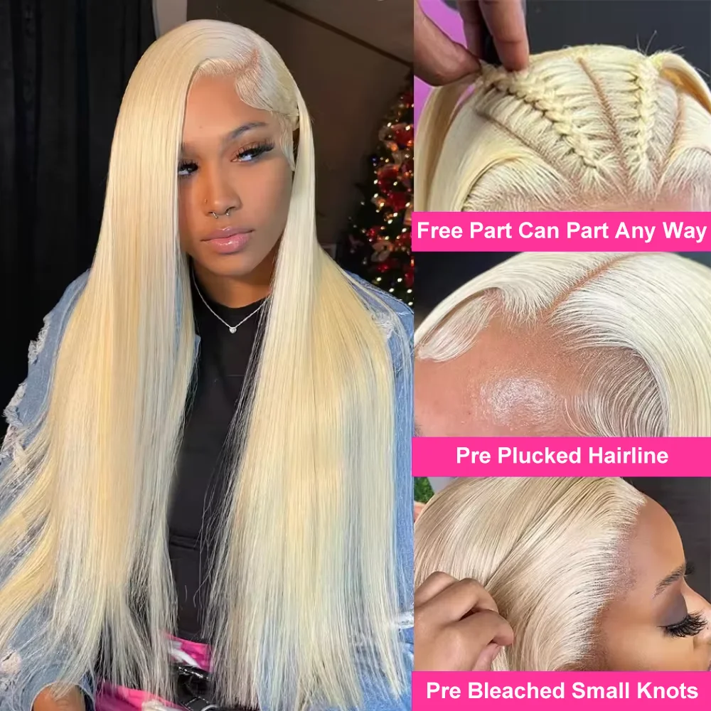 

38 40 Inches 13x4 Lace Frontal HD 250% 613 Blonde 13x6 Lace Front Human Hair Wigs Body Wave 7X5 Glueless Brazilian Remy Wig