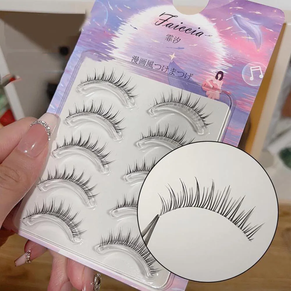 Fairy Y2k Cosplay False Eyelashes 5 Pairs Little Devil Natural Cross Tapered Thai Manga Lashes Extensions Korean Makeup Products