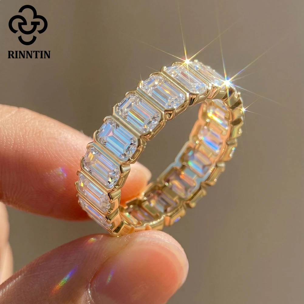 

Rinntin 925 Sterling Silver Moissanite Diamond Engagement Band Ring D Color Bridal Proposal Rings Party Wedding Jewelry MOR24