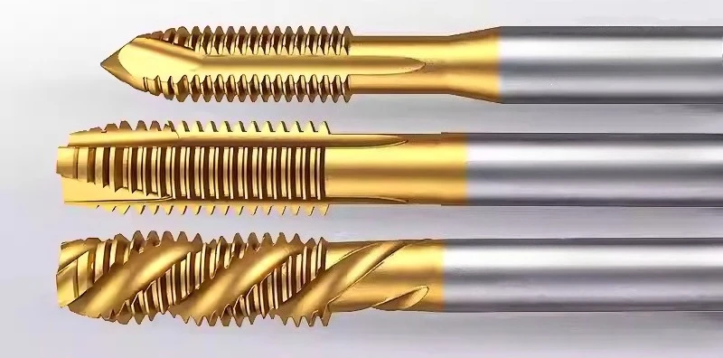 Titanium-plated tap tip, stainless steel, cobalt-containing spiral, machine-use, oversize tap thread