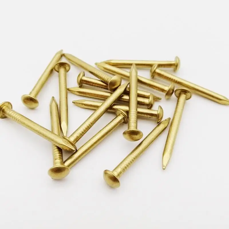 25/50/100pcs Dia 1.2mm 1.5mm 2mm 2.8mm Pure Coppers Brass Small Mini Round Head Nail for Furniture Hinge Drum Jewelry Chest Box