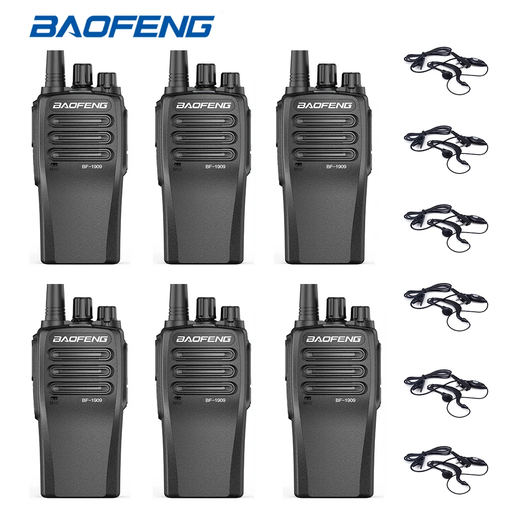 6 Stück BAOFENG BF-1909 Walkie Talkie UHF Long Range Portable Two Way VOX 16 Kanäle Typ-C 3800 mAh