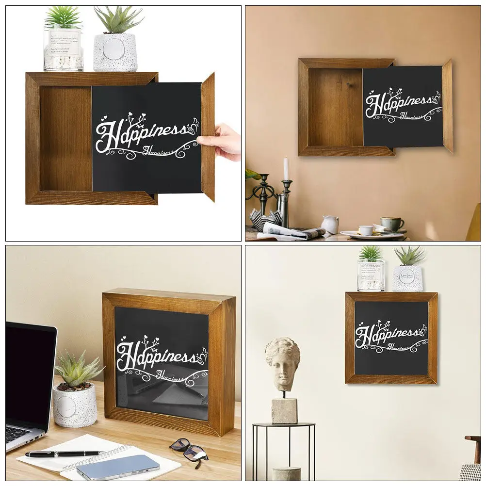 Photo Frame Piggy Bank Wood Coin Bank Hidden Storage Furniture Multifunction Money Saving Box for Living Room