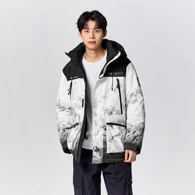 Semir Down Jacket Men Three-Defense Loose Hooded Coat Contrasting Color Splicing Outdoor Style Winter Clothing