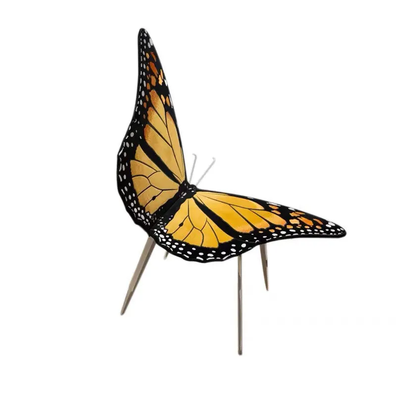 

Designer Butterfly Leisure Chair Personalized Art Rusty Fabric Single Light Luxury Creative Living Room Stainless Steel