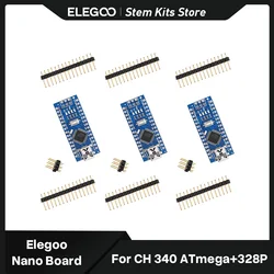 ELEGOO Nano Board CH 340/ATmega+328P Without USB Cable, Compatible with Arduino Nano V3.0 (Nano x 3 Without Cable)