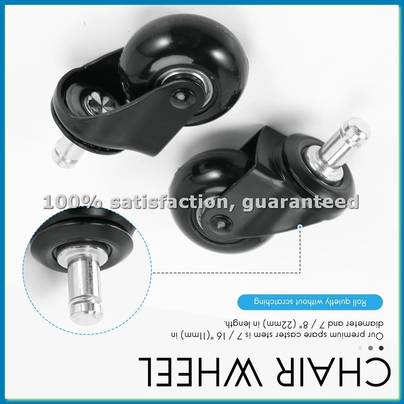 

5 шт. Сменные колесики для стульев, 2 дюйма, усиленные колеса с вставным штоком 7/16 X 7/8 дюйма, бесшумное и плавное движение - ABWY