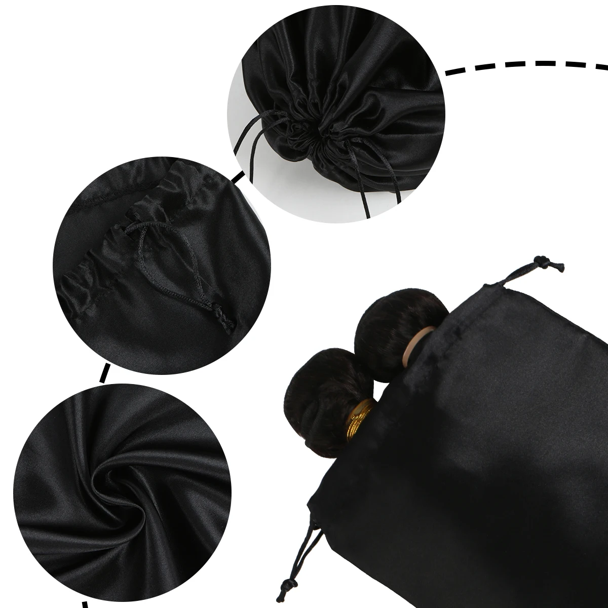 Satin Sleep Set with Premium Hair Scrunchies Drawstring Storage Bag And Hair Protection Bonnet Kit for Gentle Nighttime Hai