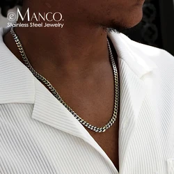 eManco Silver color 2MM/3MM/4MM/6MM/8MM Men's Cuban Link Chain Necklace Stainless Steel Women Trendy Punk Jewelry