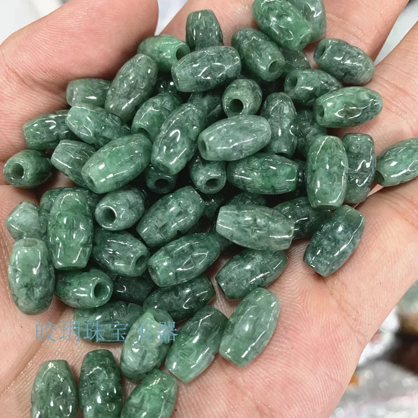 Wholesale Myanmar Jade Seven Star Post Parts Bean Species Full Color Jade Seven Star Rice Bead Bracelet Lanyard Accessories