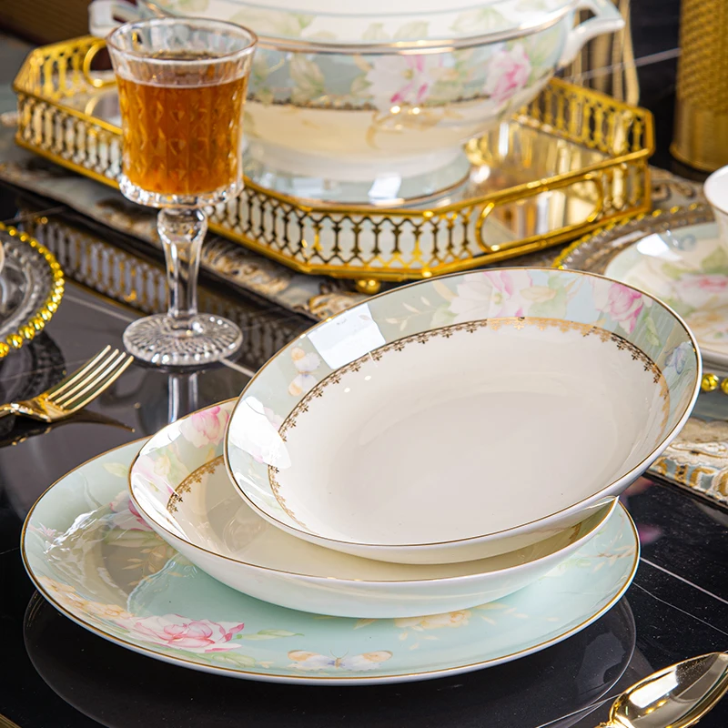 DSA bone china dishes, household rice bowls, noodle bowls, high-footed bowls, eating tableware, high-value tableware