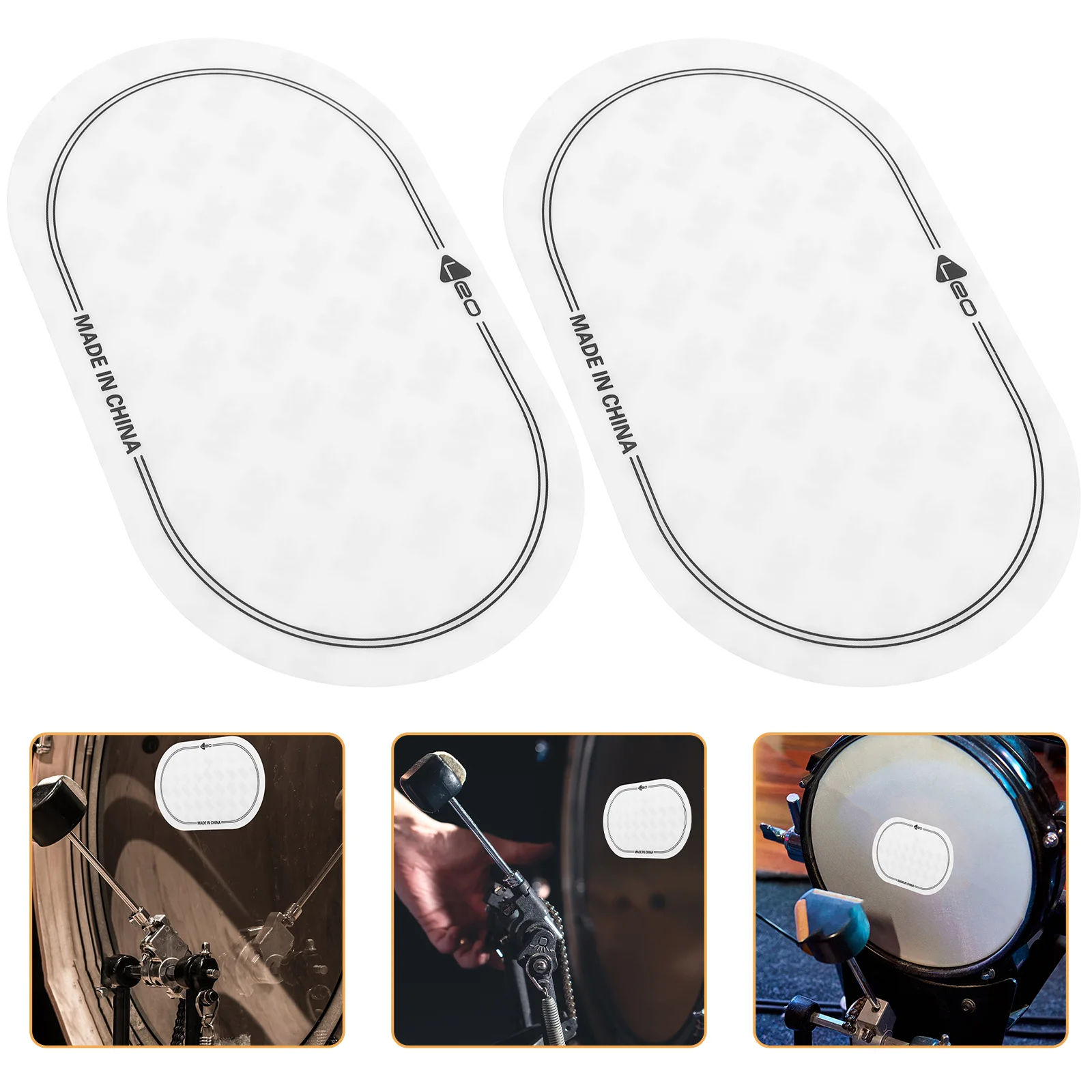 

2 Pcs Drum Kit Screen Protector Neoprene Patch Percussion Pads Stickers Skin Ground Strengthen Component