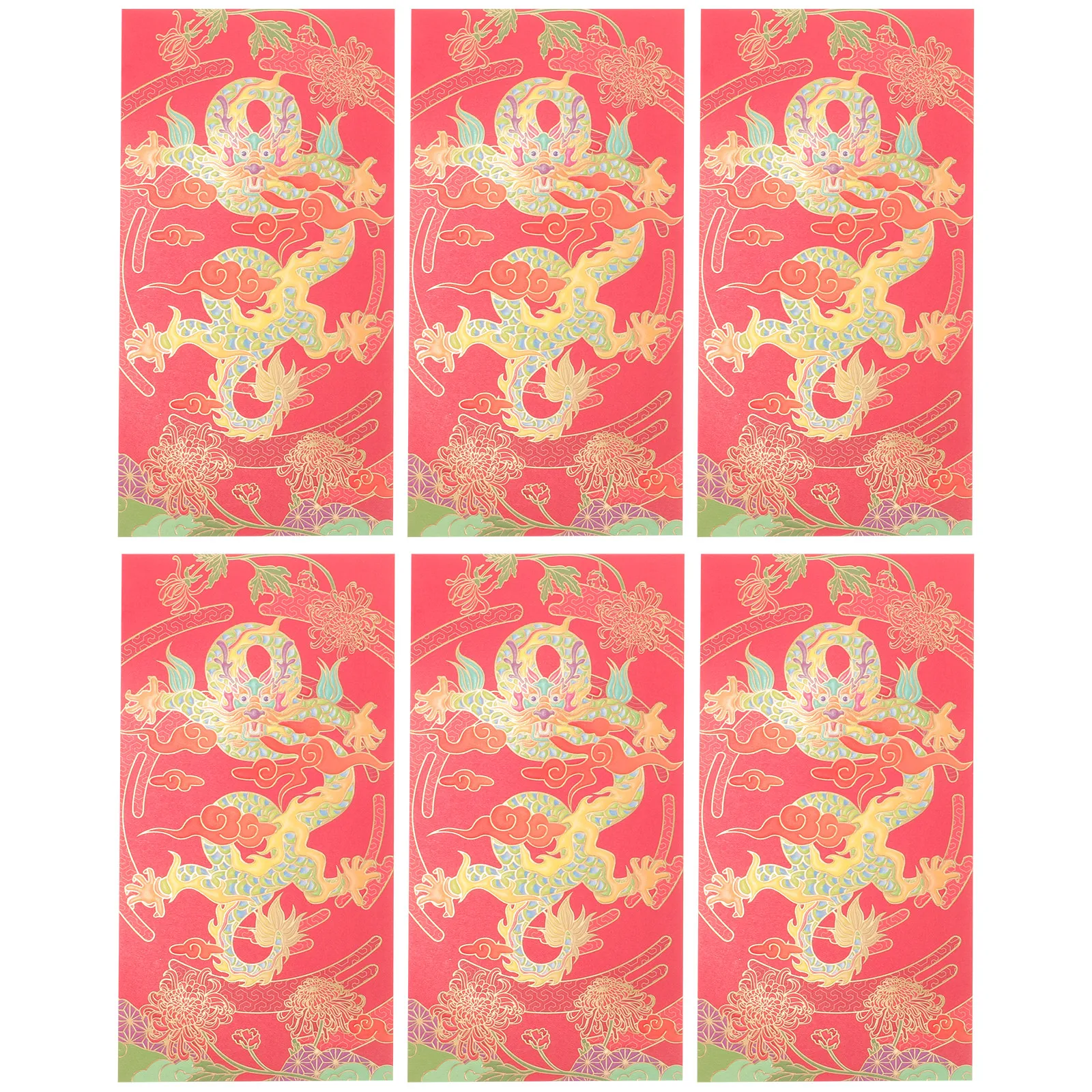 

6Pcs Chinese Red Envelopes Dragon Year 2024 Money Packets New Year Gift Festival Red Packets 2024 Money Bag