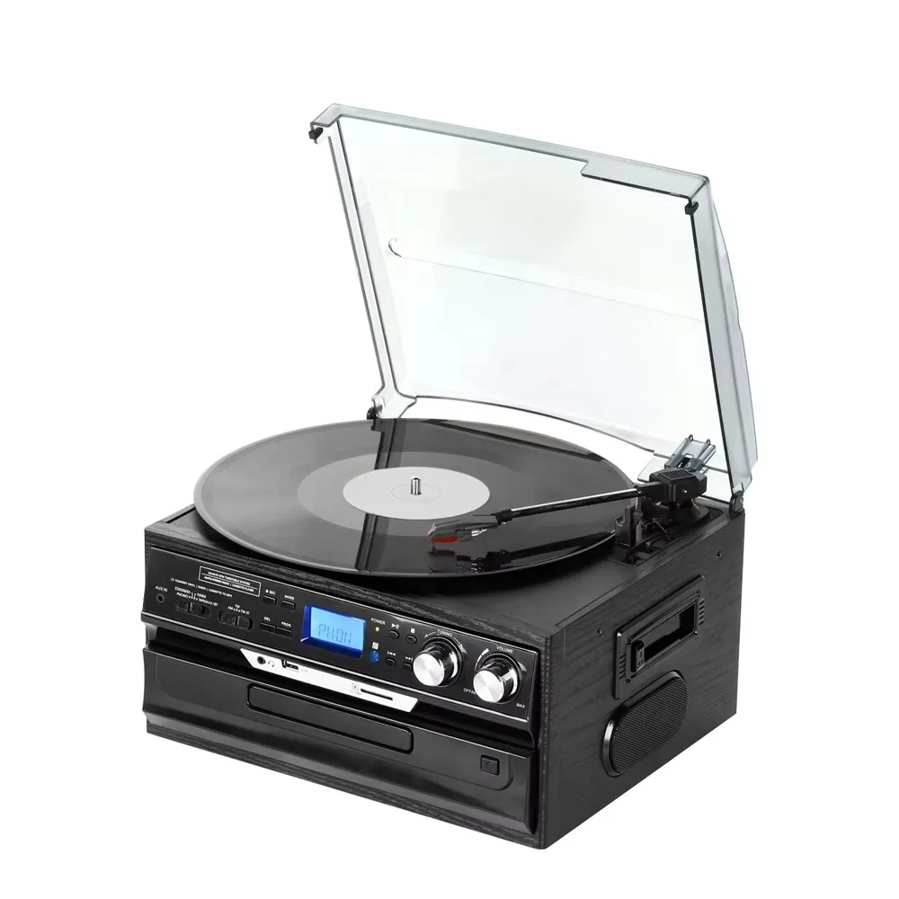 Vintage 6 in 1 Audio Vinyl cd Cassette Player Turntable Record Player Vinyl Turntable LP AM FM Radio Phonograph Gramophone