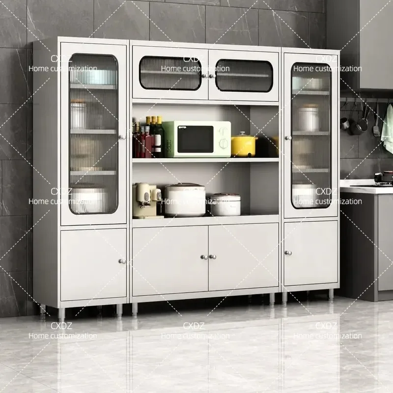 304 Stainless Steel Kitchen Side Cabinet Storage Cupboard for Microwave Oven Pots Dining Room Organizer Locker