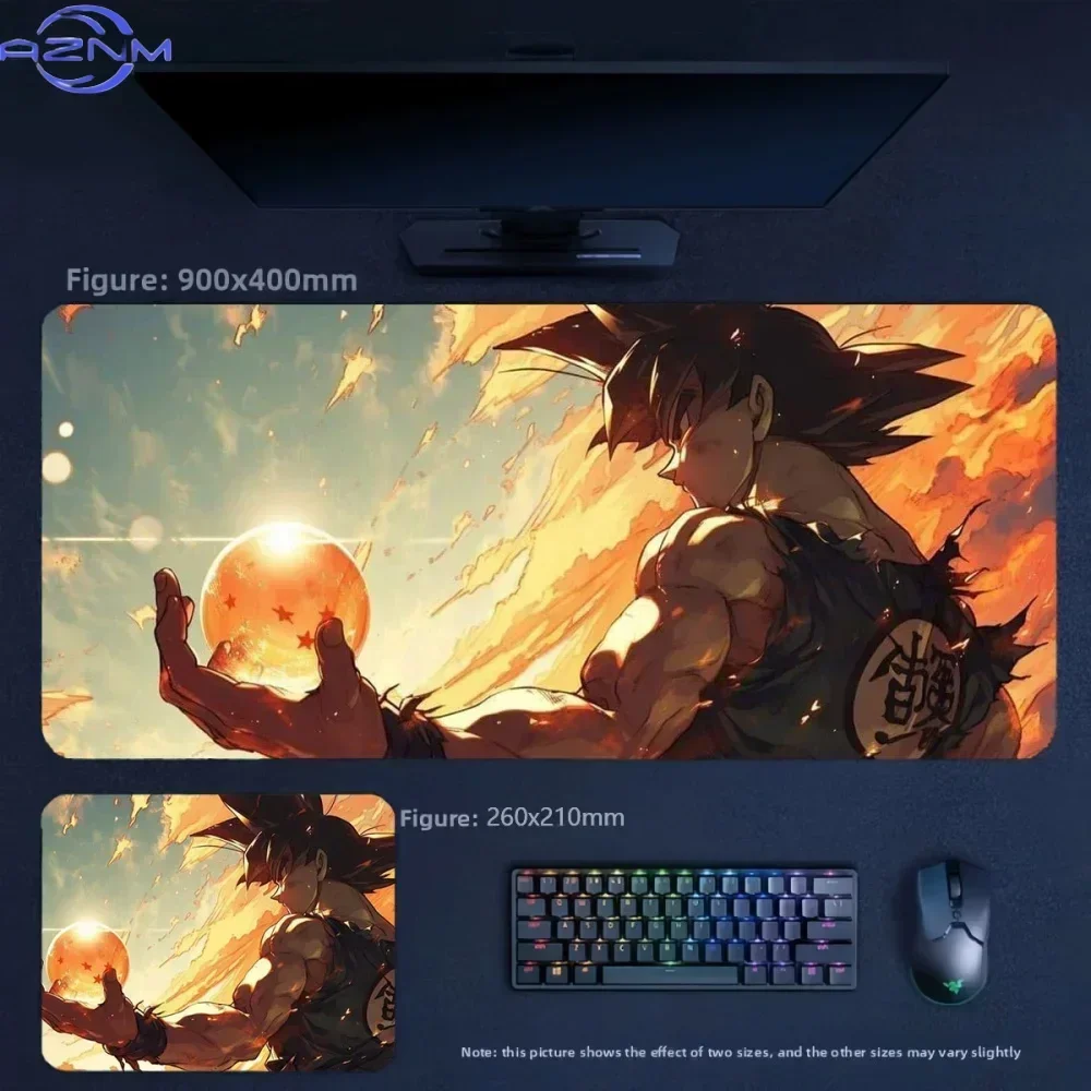 Anime Male Character Orange Background Large Mousepad, Rubber Base Extended Desk Mat, Non Slip Stitched Edge Pad for Gaming Offi