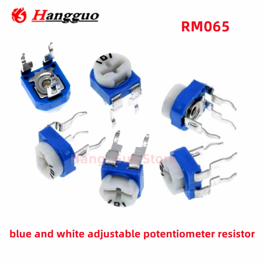 10PCS/Lot Horizontal RM065 Blue and White adjustable resistance 10K/1K/2K1M/20/50/100 OHM /102/103/203/104