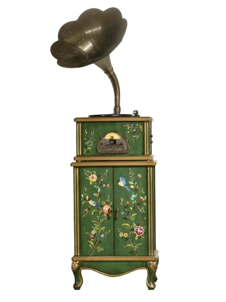 Retro Phonograph European-Style Vinyl Record Player Living Room Bluetooth Audio Hand-Painted Multi-Function Media Player