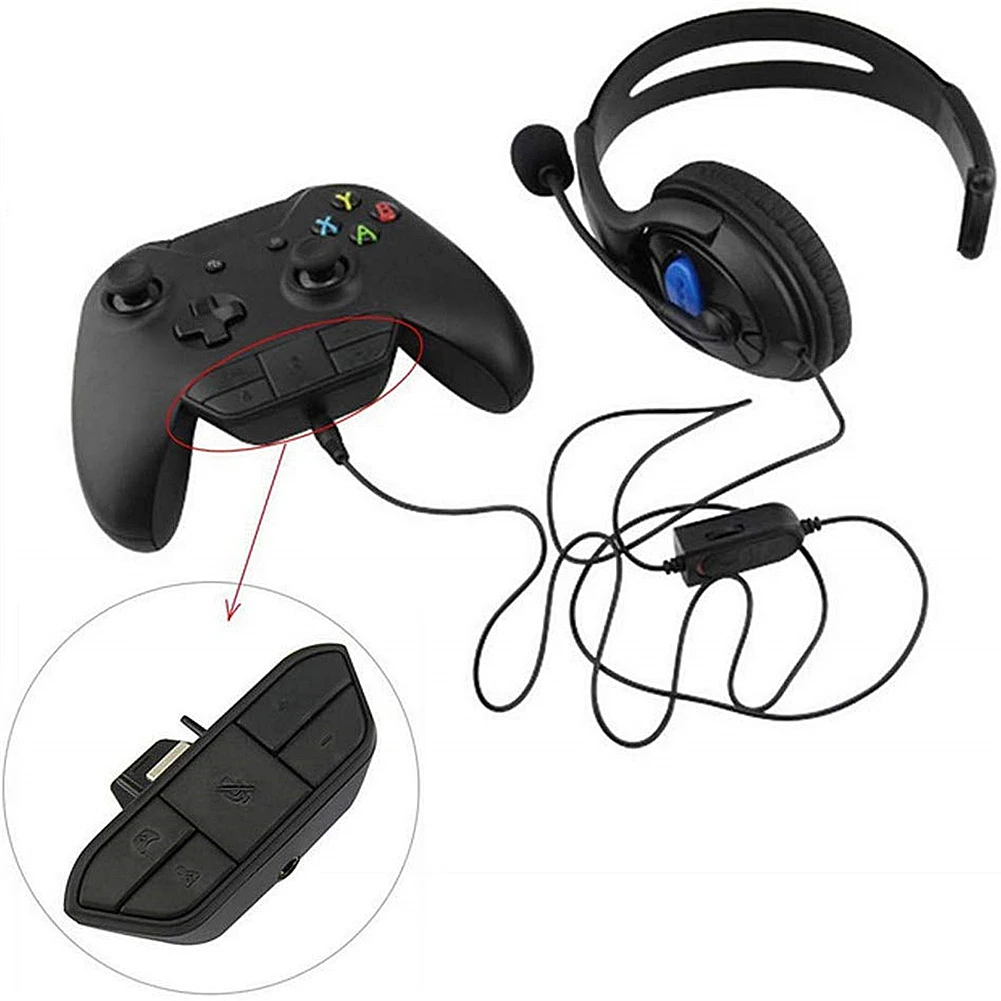 Controller Headset Adapter Stereo Headphone Audio Mic Converter with 3.5mm Audio Jack for Xbox One/Xbox 360 Game Controller