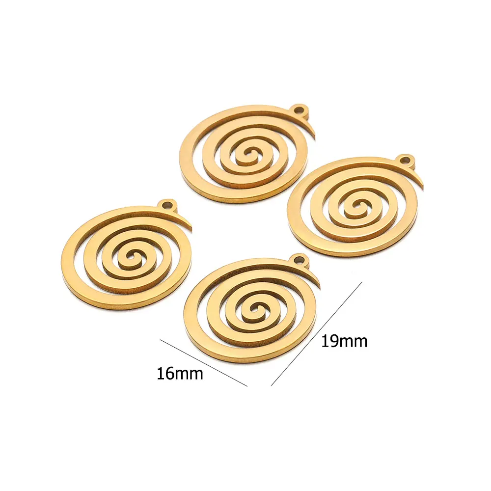 5Pcs Stainless Steel Spiral Charms Round Pendants for DIY Jewelry Making Mirror Polishd Necklace Earrings Accessories