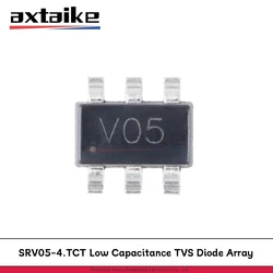 50 Uds SRV05-4 SRV05 V05 SOT23-6 SRV05-4.TCT matriz unidireccional 4 canales 5V 350W ESD SMD diodo TVS de baja capacitancia