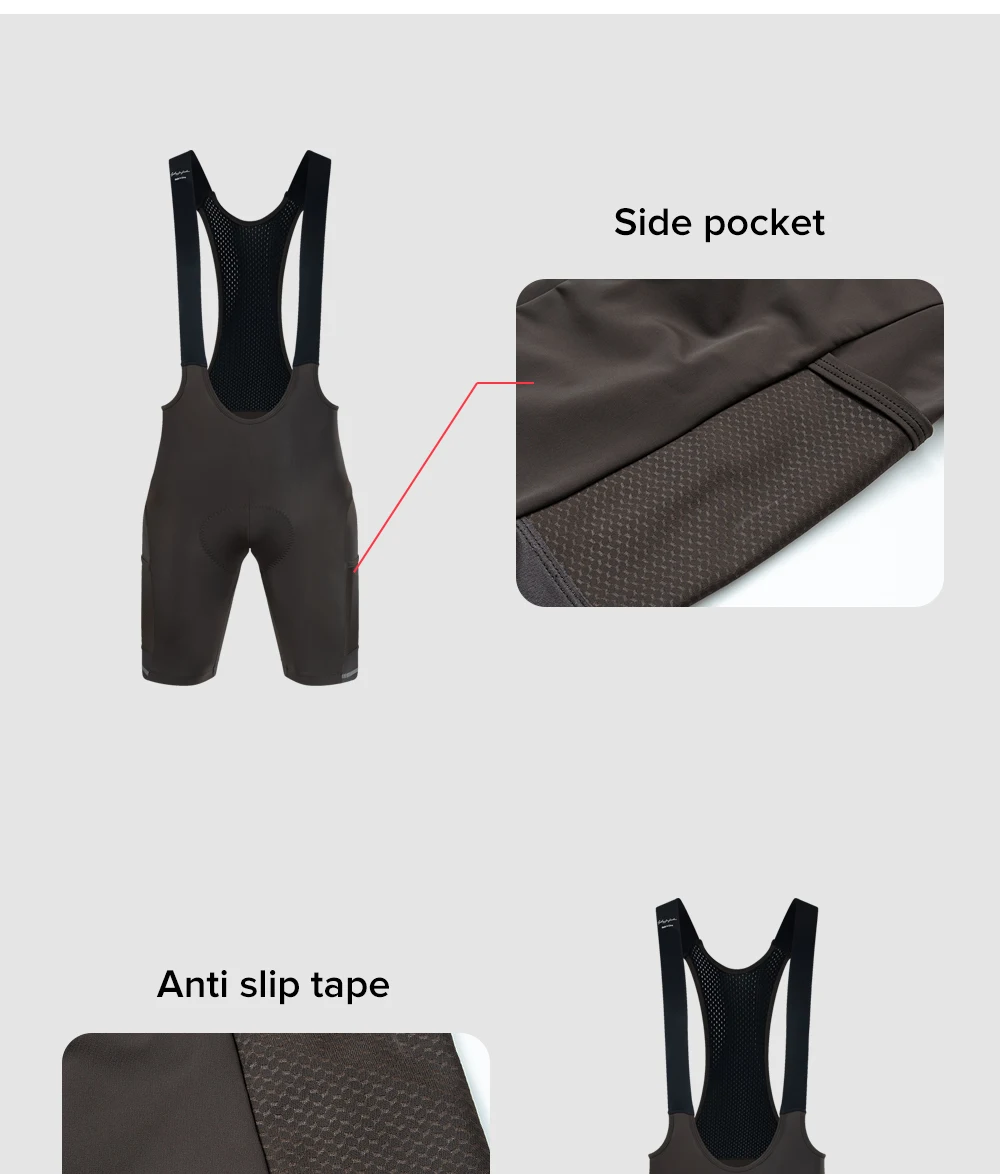 Santic Herren-Rad-Trägerhose, Sommer, atmungsaktiv, schnell trocknend, 5 Stunden stoßfest, gepolstert, für MTB/Rennradfahren, kurze Hose mit Taschen – Detail 7