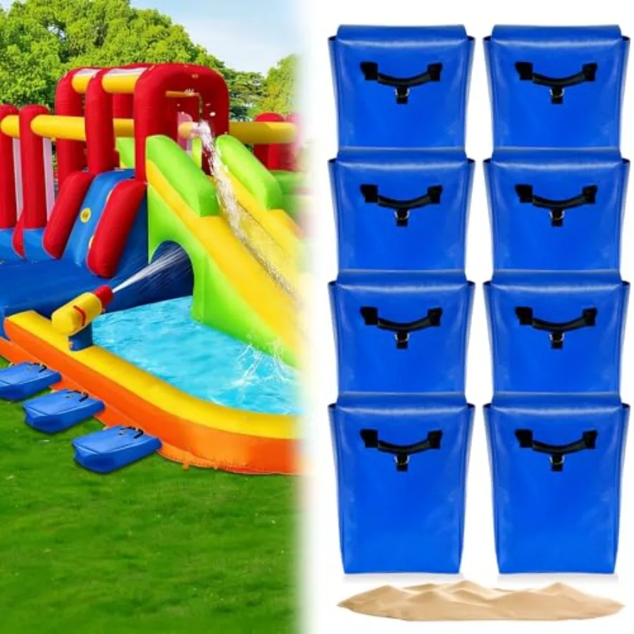 

Набор из 4 водонепроницаемых прочных уличных игрушечных мешков для песка с ручками, грузоподъемность 50 фунтов, синие, с улучшенными ручками для экономии усилий, безопасные, надувные, B