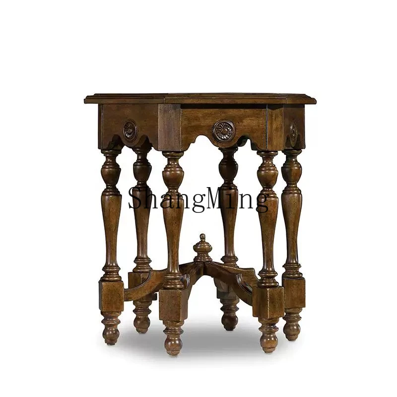 

CL solid wood edge corner table sofa side table living room with drawer small coffee table