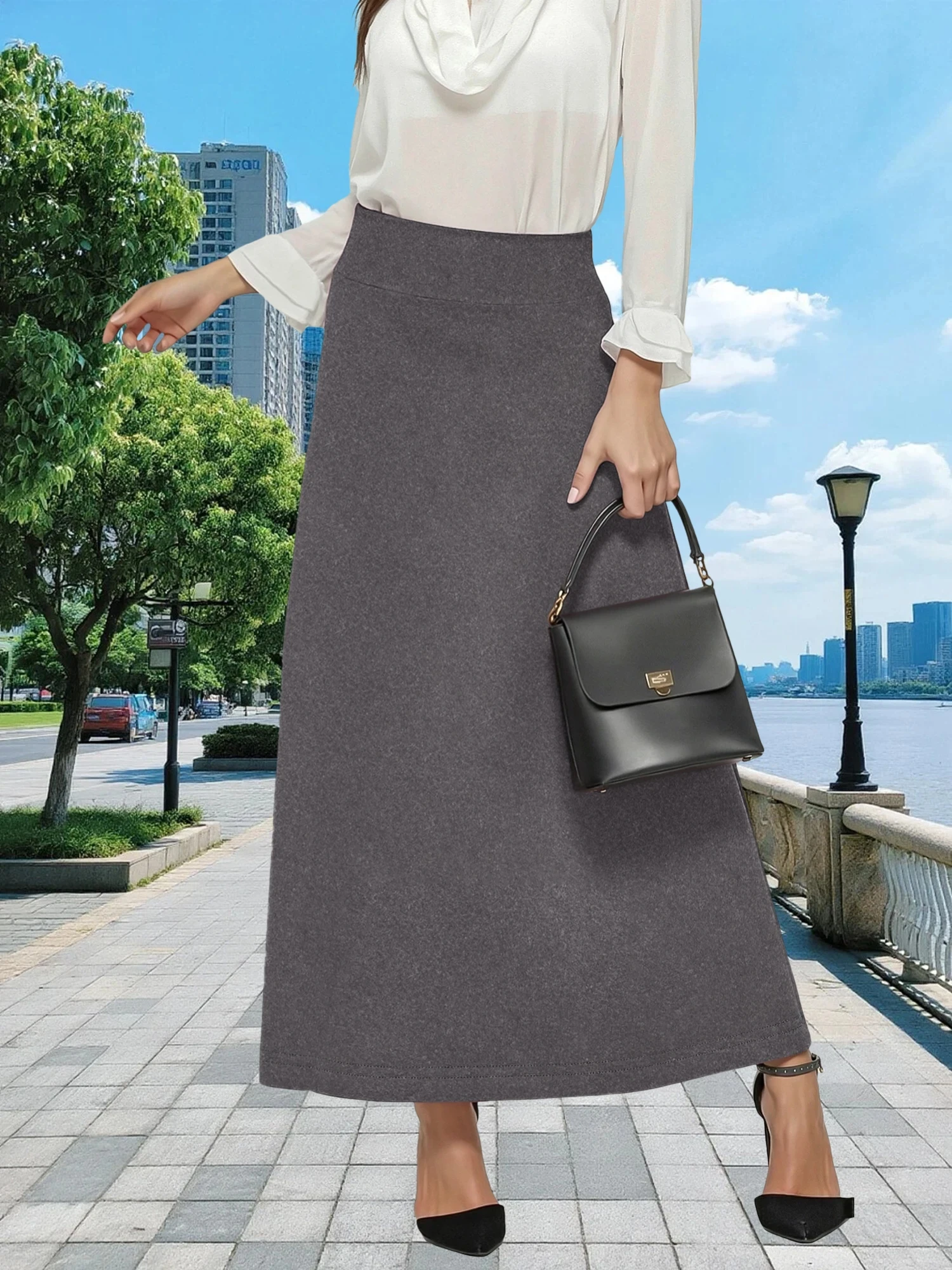Breathable A-Line Skirt, Relaxed Office Chic, Casual Friday Attire