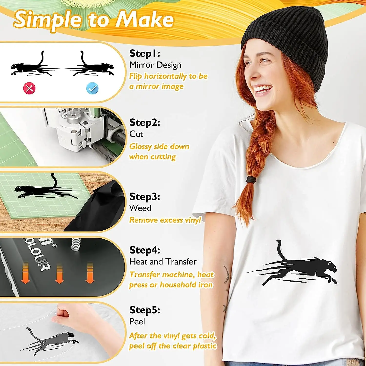 PU Heat Transfer Vinyl para T-Shirt, Cricut e Silhouette Cameo, Vinil Rolls para Camisa, 12x39 Polegadas, Ferro em Vinil