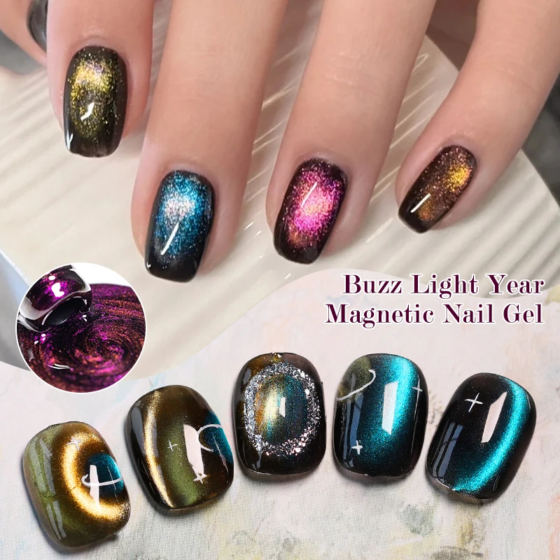 MEET ACROSS 7ml Color Galaxy Effect Magnetic Gel High Saturation Autumn Winter Dark Cat Eye Gel Polish Semi-permanent Nails Art