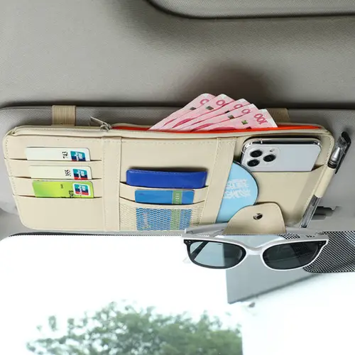 Car Sun Visor Storage Bag Card Bill Pen Glasses Holder Auto Interior Organizer Universal Sunglasses Clip Car Storage Tidying - Image 4