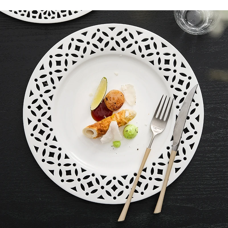 

Hollow Ceramic Plate Nordic Family Dinner Party Pasta Steak Restaurant Kitchen Food Decoration Dessert