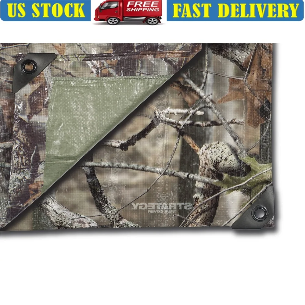

Weather Resistant Camo Tarp 10ft x 8ft Heavy Duty Grommets Reinforced Corners Durable Polyethylene All Purpose Outdoor Cover