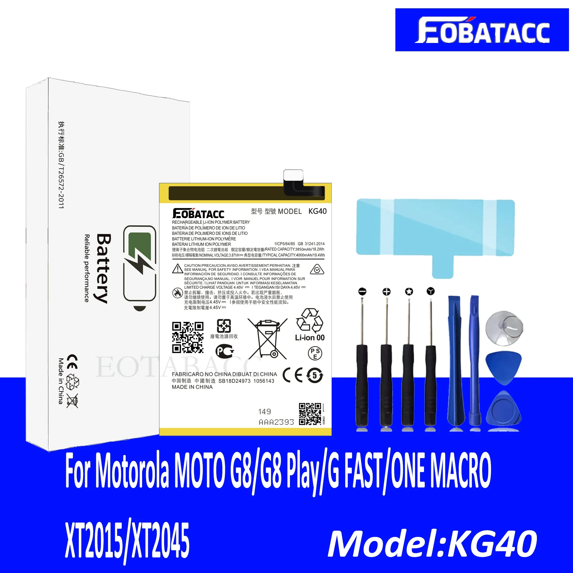 

EOTABACC 100% New Original Battery KG40 For Motorola MOTO G8/G8 Play/G FAST/ONE MACRO/XT2015/XT2045 Battery +Tools