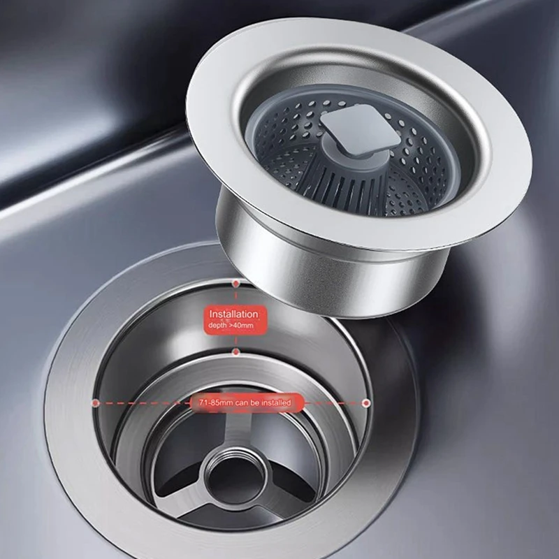 Kitchen Filter Sink Sink Strainer Drain Basket Stopping Blockage Bouncing Core Leak-Proof Plug