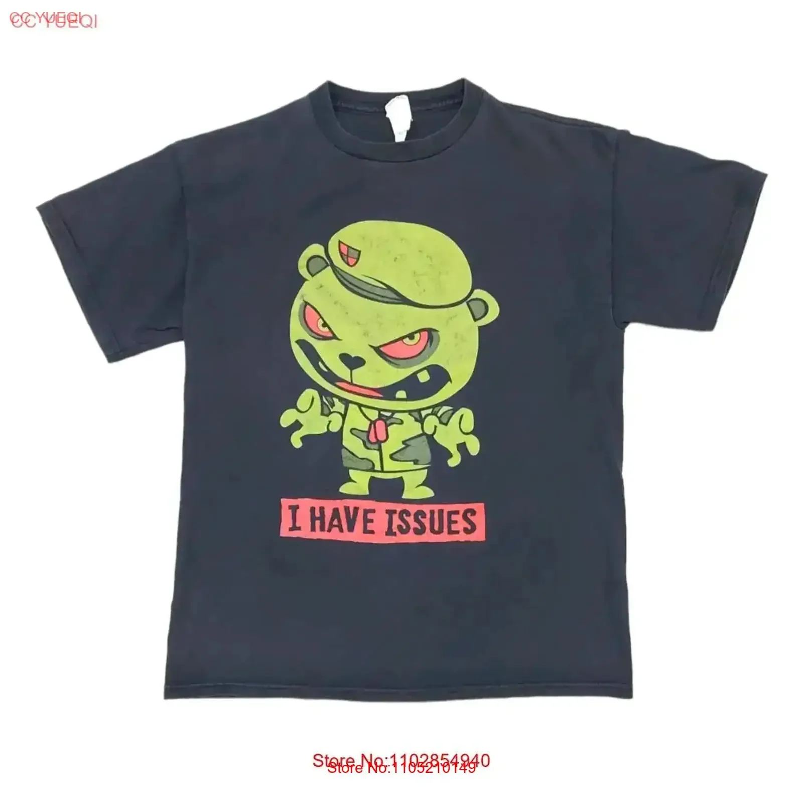 Vintage 2009 Happy Tree Friends Flippy I Have Issues Licensed Black T Shirt Sz M vintage Washed Comfortable fashion Unisex
