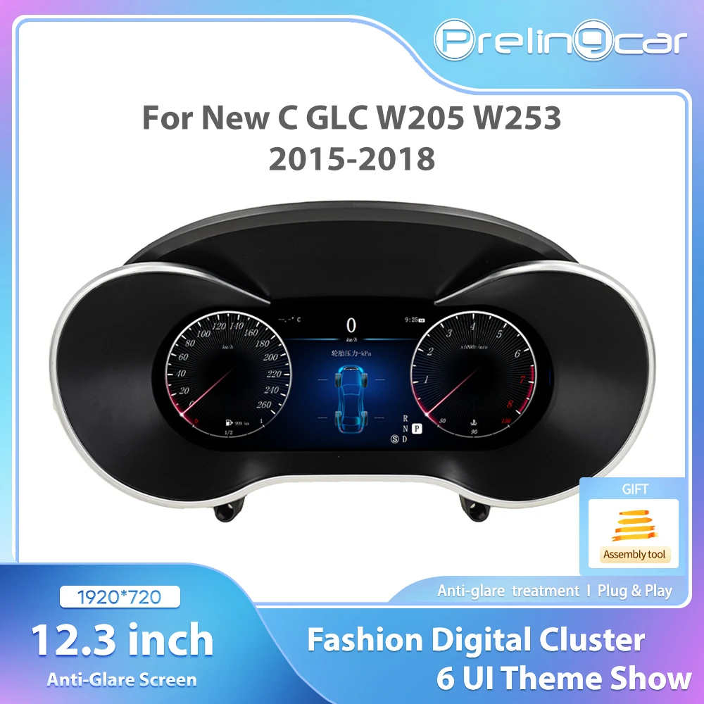 12.3 LCD Digital Dashboard Cluster For Mercedes Benz C/GLC  W205/W253 2015-2018 Years  Auto Instrument Paneel Cockpit Speedme