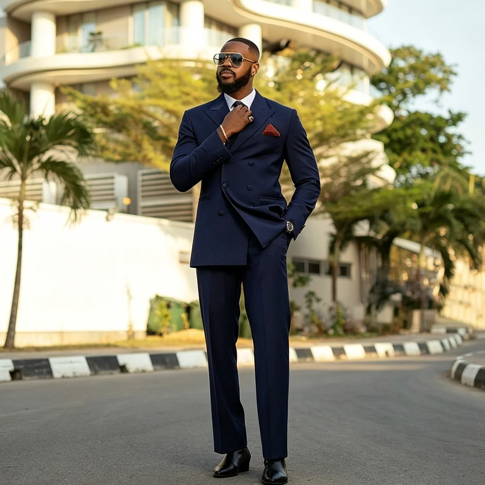 Double Breasted Wedding Suits for Men Slim Fit Groom Tuxedo 2 Piece Formal Blazer With Pants Set for Guest Prom Party 2026